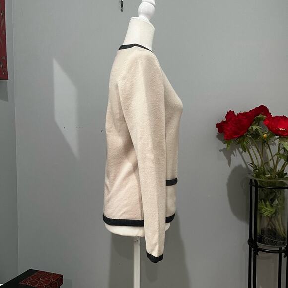 NEW CW Academia Wool V-neck Oversized Cardigan Sweater Cream Charcoal Sz… - Picture 6 of 16